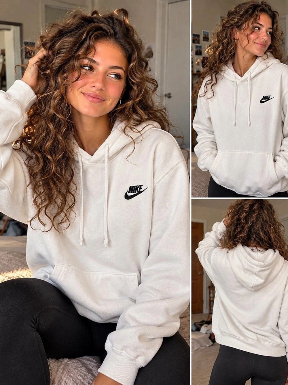 Nike Sportswear Club Fleece Pullover Hoodie White Medium